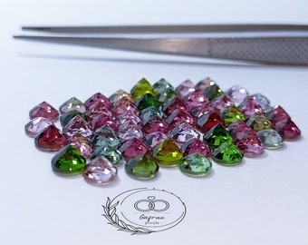 Natural Tourmaline Gemstone - genuine multi color Tourmaline - Faceted Tourmaline - calibrated sizes 3x3 mm to 8x8 mm Round cut gemstones