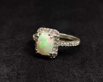 Opal Stacking Ring Set, Dainty Opal Ring,  White Opal Ring, engegment Opal Ring,  925 Sterling Silver Opal Ring,  Delicate Opal Ring,  gifts