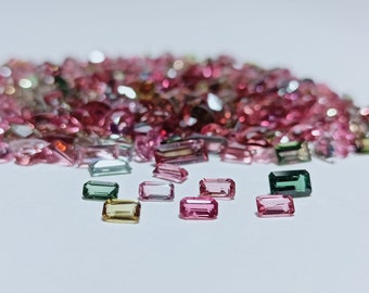 Natural Tourmaline Gemstone - 10 pieces Lot - Genuine multi color Tourmaline - Faceted Tourmaline - calibrated sizes - Octagon shape  gems.