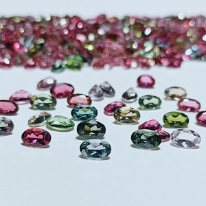Natural Multi-Color Tourmaline Oval Gemstones – Faceted Loose Gems (10-Piece Lot) making for jewelry