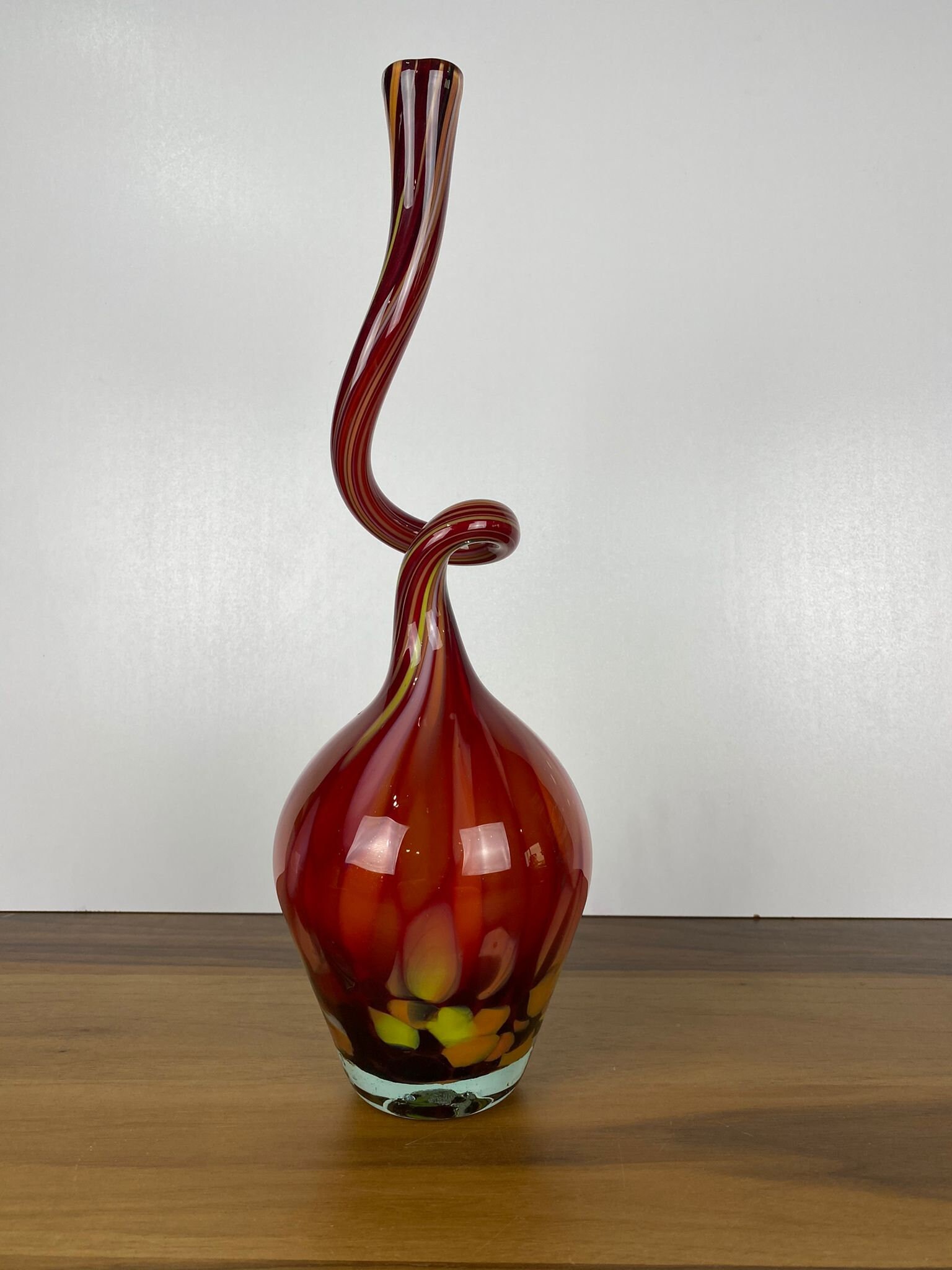 Red Blown Glass Twisted Vase Handmade vase with Murano Etsy
