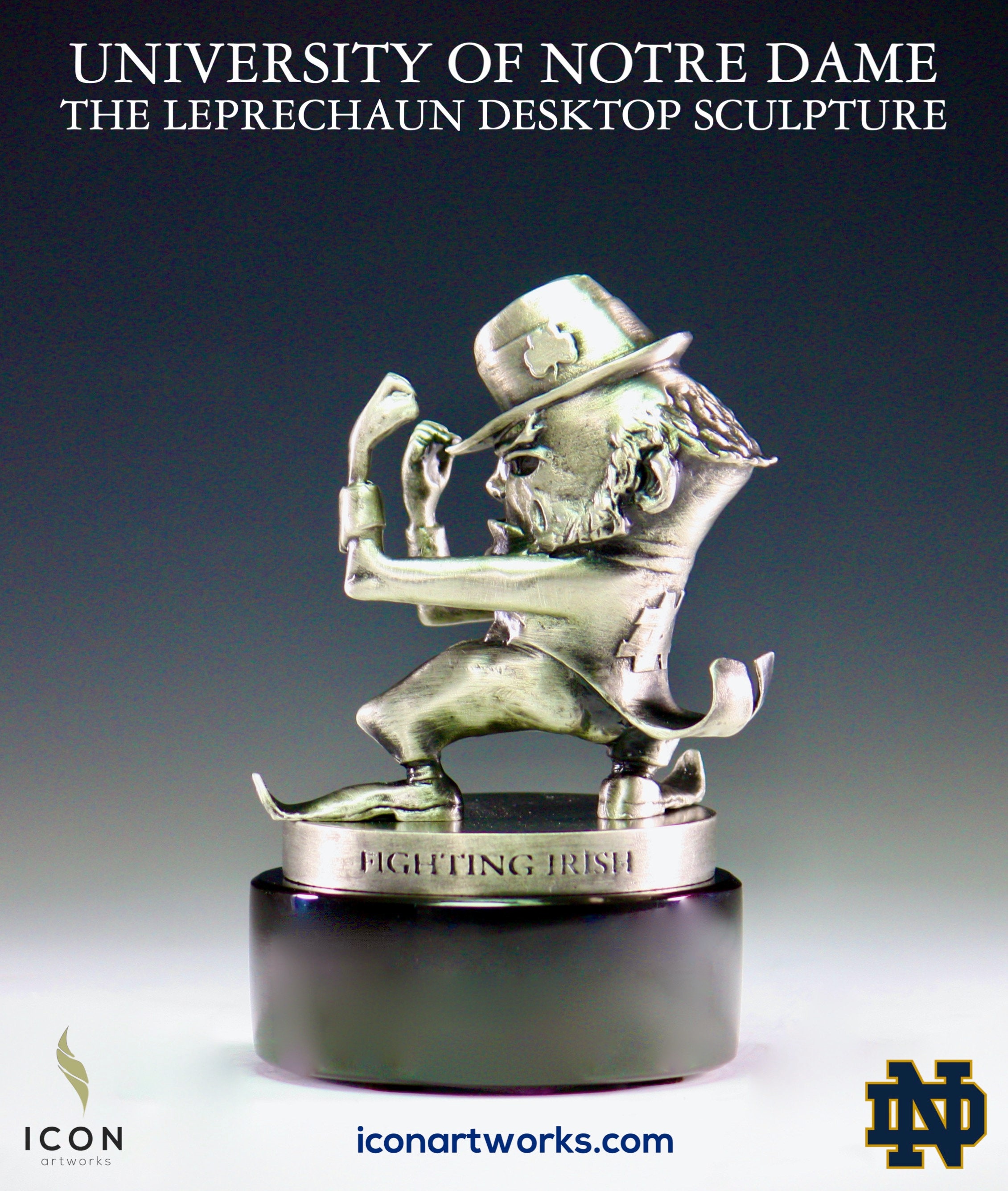 Notre Dame Leprechaun Desktop Sculpture Cast Pewter Notre Dame