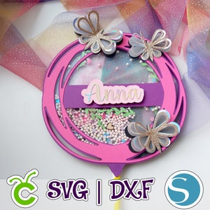 Schmetterling Shaker Cake Topper Vorlage | Kreis Kuchen Topper | SVG und Studio | Digitales Produkt