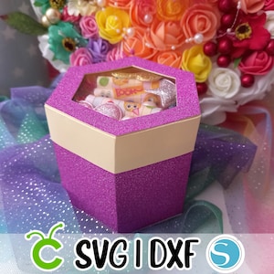 Hexagon presentask med avrivbart shakerlock (SVG DXF digital fil)