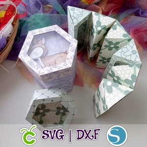 Gelenk 3D Shaker Dreieck Hexagon Box Template | SVG und Studio | Geschenkbox-Set | Blumenkasten | Video Anleitung | Digitale Datei