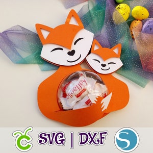 Porte-bonbons Baby Mama Fox | ornement de bonbons | Fête des Mères | SVG et studio | Dôme de 3,14 po. ou 8 cm | Fichier numérique
