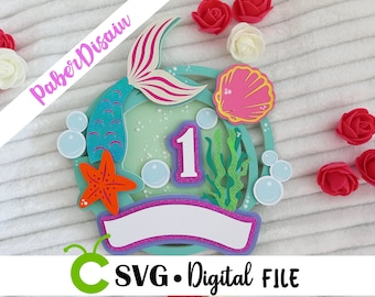 Mermaid Cake Topper SVG: Ocean Party Decor (Digital File)