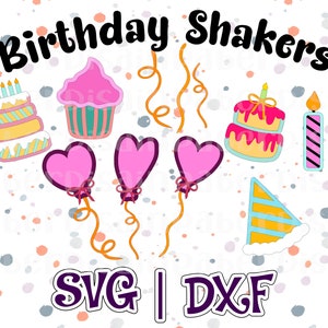 3D Birthday Shakers Bundle | No foam tape | Party Decor | Cake Topper | Birthday Card | SVG and Studio | Anniversary | Cute | Digital file