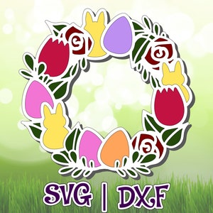 Couronne de Pâques | Conception 3D en couches de mandalas | SANS ruban mousse | Cintre pour fenêtre | Accroche-porte | SVG et Studio.3 | Fichier numérique