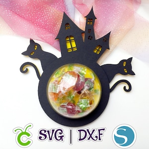 Haunted House Candy Holder | Halloween Candy Holder | Candy Ornament | Dome size 8cm or 3.14" | SVG and Studio | Digital file