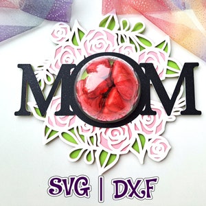 Porta caramelle mamma / Ornamento floreale di caramelle / Diametro cupola 8 cm / 3.14" / SVG e Studio / Festa della mamma / File digitale