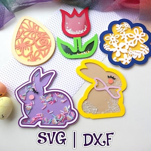 Paquete de agitadores de Pascua 5 en 1 / SIN diseño de cinta de espuma / Tulipán / Huevo / Flor / Conejito / SVG y Estudio / Decoración de Pascua / Archivo digital