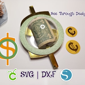 Porta soldi con simbolo del dollaro / cupola da 3,1" o 8 cm / Porta caramelle / SVG e Studio / Ornamento Shaker / Livello Shaker / File digitale