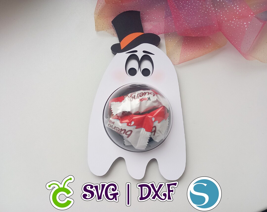 Ghost Candy Holder Candy Ornament Dome Size 3.14 or 8cm SVG and Studio