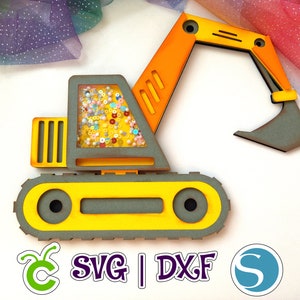 Modello Topper per torta escavatore / Topper per torta 3D / Topper per torta Shaker / SVG e Studio / File digitale