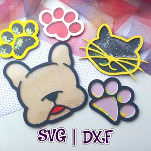 Kat | Hond | Paw Prints Shaker-bundel | Huisdieren | 5in1 | GEEN schuimtape-ontwerp | Decoratie | SVG en Studio | Digitaal bestand