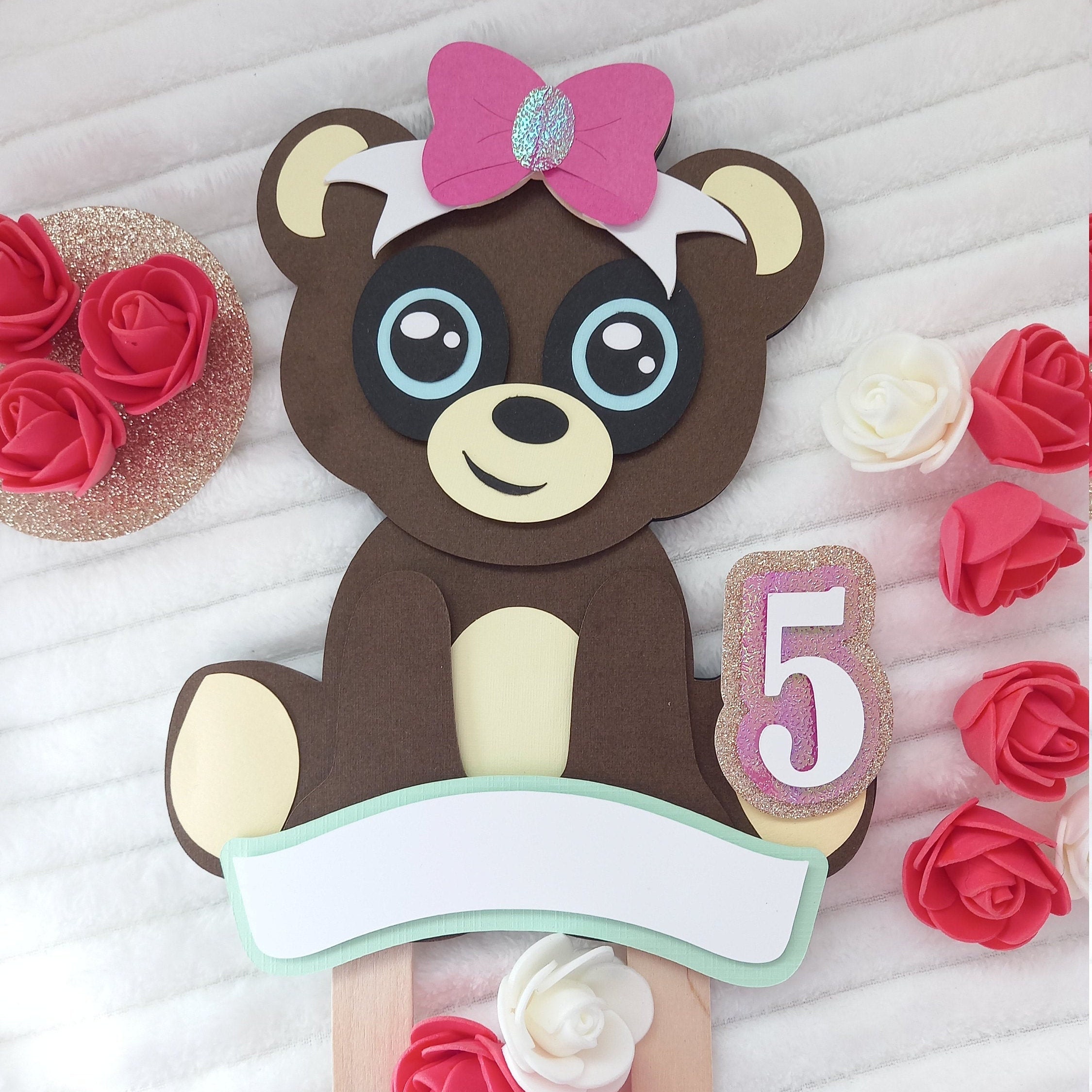 Teddy Bear SVG layered cake topper Cricut digital file with Etsy