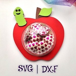 Porta caramelle Apple / Verme / SVG e Studio / Apertura di perforazione / Dimensioni cupola 8 cm / 3,14&quot; / File digitale
