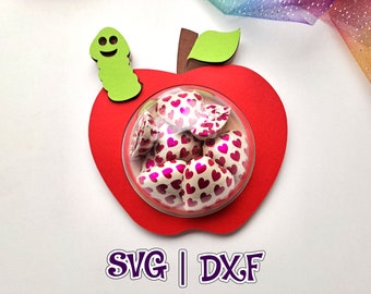 Apple Candy Holder | Worm | SVG and Studio | Perforation opening | Dome size 8cm / 3.14" | Digital file