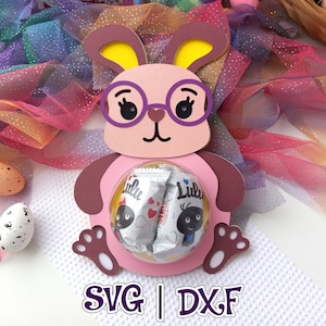 Hase Süßigkeiten Halter | Süßigkeits-Verzierung | Kuppelgröße 8cm | Favor | Geschenk | Goodie Box | SVG und Studio | Digitale Datei