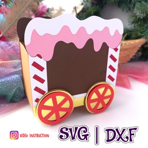 Caja de vagón de tren / Caja de regalo / Caja de favor / Titular de caramelos / 3D / Decoración navideña / Navidad / Caja de adornos / SVG y Estudio / Archivo digital