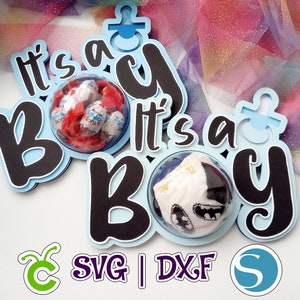 Het is een jongen Snoephouder | Snoepornament | Babyshower | SVG en Studio | Dome van 8 cm of 3,14 inch | Digitaal bestand