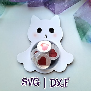 Ghost Cat snoephouder | Ingebouwde perforatieopening | Snoepornament | Katje | Koepeldiameter 3,14" of 8 cm | Digitaal bestand