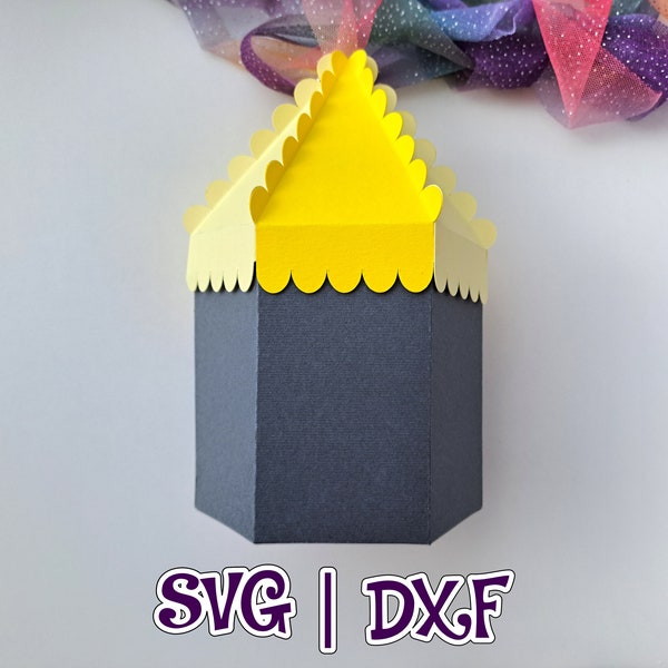 Circus Tent Box | Hexagon | Scalable | Gift Box | SVG and Studio | Instructional Video | Digital File