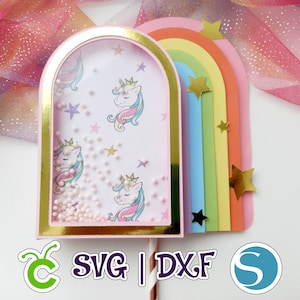 Regenbogen Bogen Shaker Cake Topper Vorlage | Himmel und Sterne inspiriert | SVG und Studio | Digitale Datei