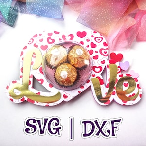 Słodycze z napisem Love | Pudełko na upominki | Ozdoba cukierkowa | Rozmiar kopuły 8 cm/3,14" | SVG i Studio | Walentynki | Dzień Miłości | Plik cyfrowy