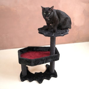 Gothic Cat Tree with Coffin Cat Bed & Spooky Cat Toys - Spooky cat Tree for Halloween cat (Small)