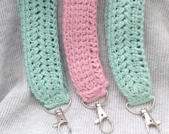 Wristlet Keychain, Crochet Cotton Key Accessories, Teacher Gift, Boho Wristlet, Stocking Stuffer, Mother's Day Gift,Wrist Keychain for Women