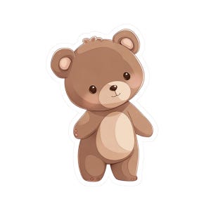 Bébé ours brun souriant avec des joues roses rose clair Autocollants à découper Adorable ours en peluche adhésif pour enfants Artisanat pour enfants Autocollant ours 002