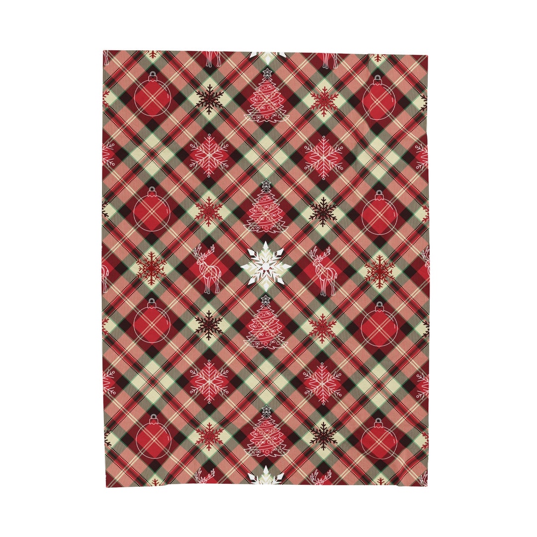 Pretty Plaid Christmas Blanket Red and Green Plaid Pattern, Comfy Cozy
