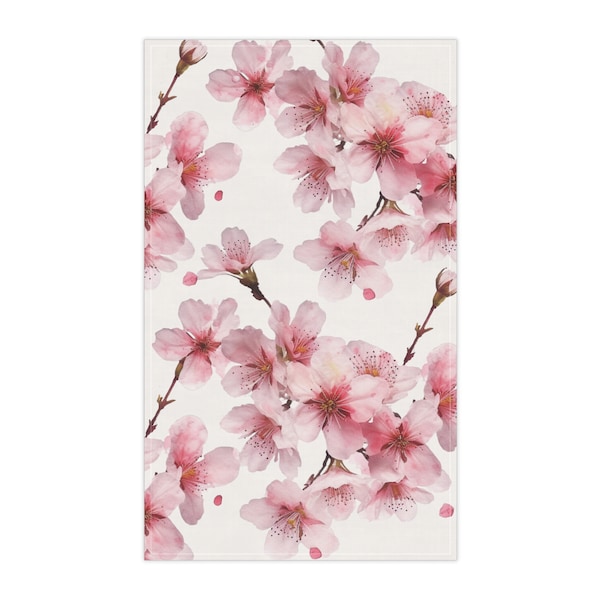 Blush Pink Cherry Blossom Soft Tea Towel, Pretty Floral Kitchen Towel, Garden Towel, Mother's Day, Farmhouse Hand Towel, Cute Dishcloth