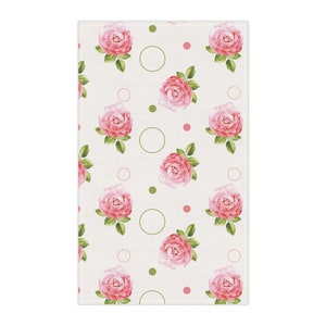 Rose Tea Towel, Kitchen Dishcloth, Pink Rose Towel, Flower Pattern Towel, Floral Kitchen Towel, Kitchen Hand Towel, Dish Cloth, Farmhouse