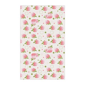 Pink Rose Tea Towel, Kitchen Décor, Flower Lovers Gift, Floral Home Accessory, Cute Pink Bathroom Hand Towel, Rosy Pink Towel for Everyday
