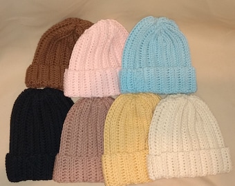 Handmade Beanies for Newborns, Crocheted Hats, Winter Hat for Babies, 12&quot; Head Circumference, Skull Cap, Baby Hat, Baby Shower Gift,Birthday