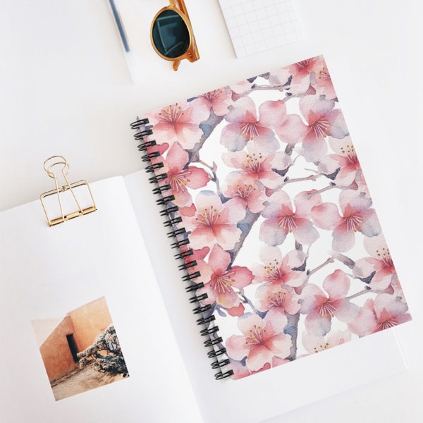 Pink Flower Spiral Notebook, Floral Journal, Birthday Gift, Cute Small Notebook, Gift for Teacher, Journal Supplies, Notebook Bundle Set