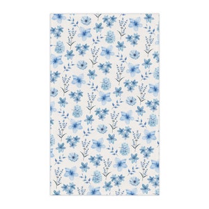 Blue and White Kitchen Towel, Floral Hand Towel, Blue Cotton Tea Towel, Classic, Farmhouse Kitchen, Housewarming, Flower Towel, Hostess Gift