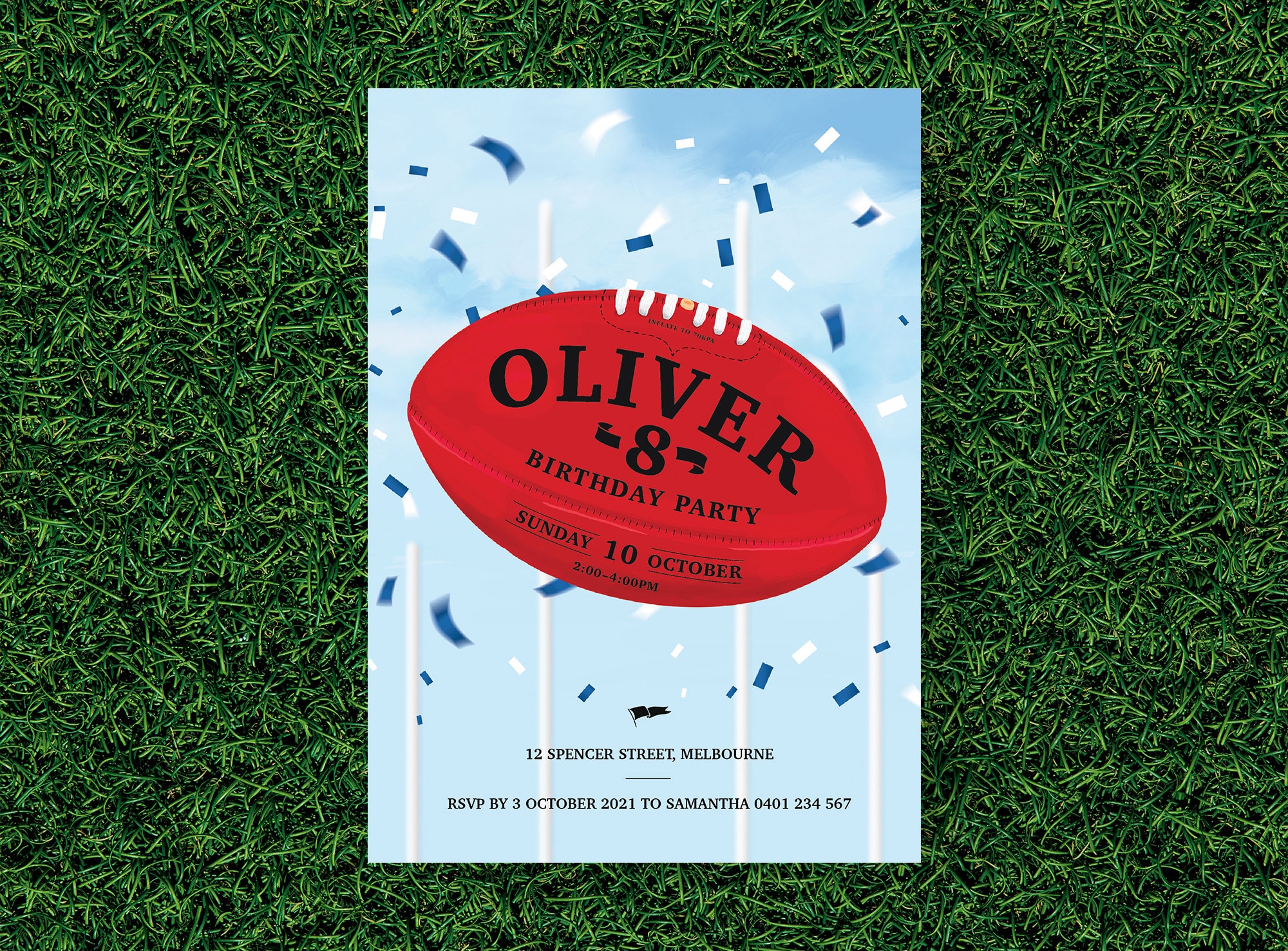 Aussie Rules Football Party Invitation, Printable, Customisable, AFL