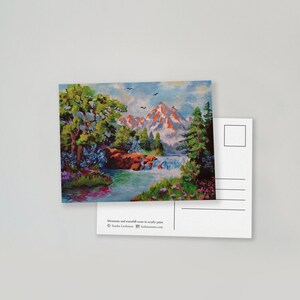 Berg und Wasserfall Szene Postkarte