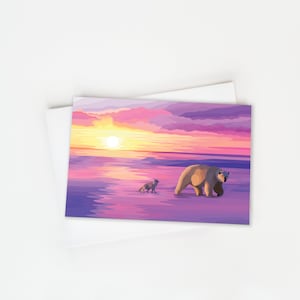 Niedźwiedź polarny i lis polarny Alaska Holiday Card