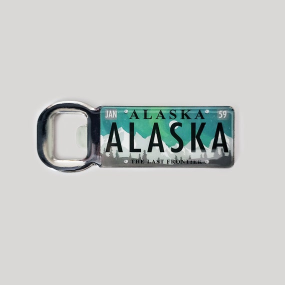 Northern Lights Alaska Aurora License Plate Metal Bottle Opener Magnet 