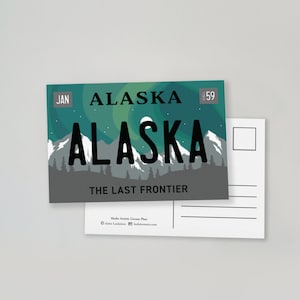 Nordlichter Alaska Aurora Nummernschild Postkarte