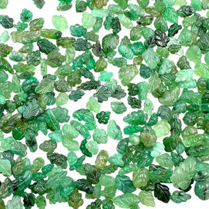 Natural Emerald Leaf Carvings: Hand Carved Gemstone Pendants