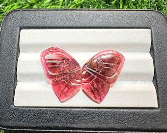 Bio Tourmaline Butterfly Carved Gemstone, 14.30 Carat Tourmaline Carving For Pendant, 12x20 mm Butterfly Shape Loose Gemstone Carved Pendant