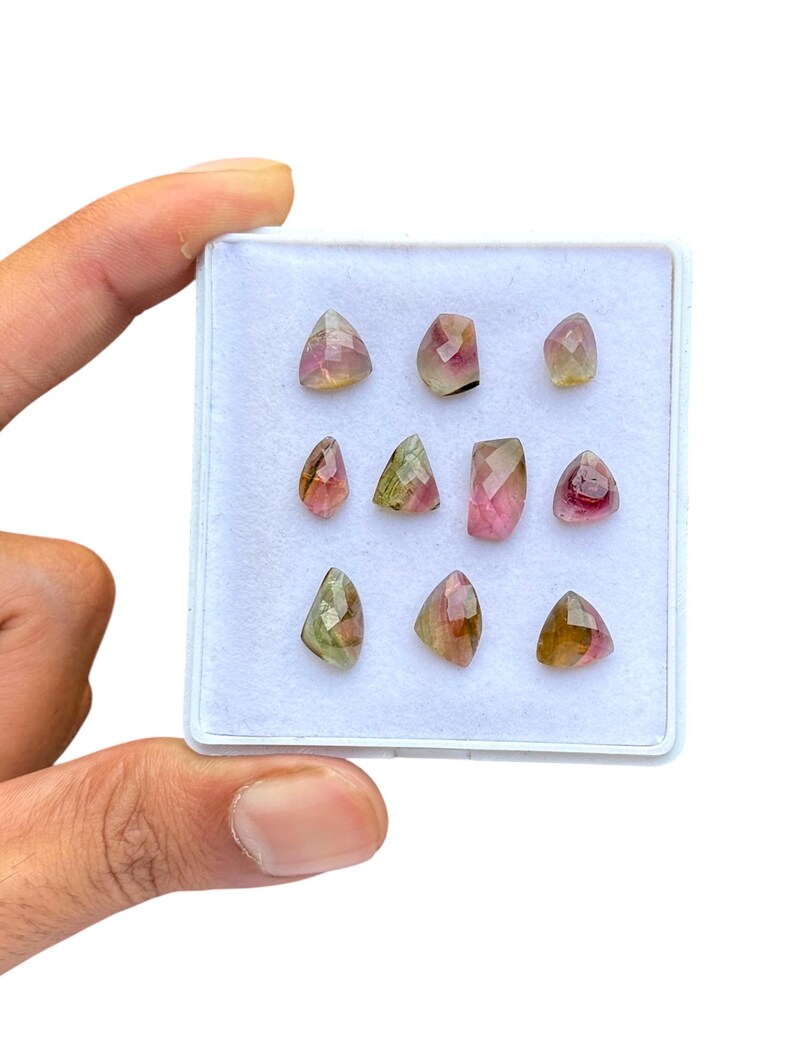 10 Pcs Natural Bi-color Tourmaline Rose Cut Lot, Watermelon Tourmaline ...