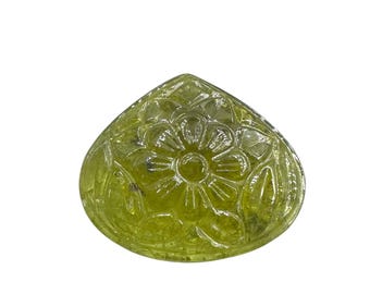 Green Tourmaline Carving: 42.25ct Heart Shape Pendant Stone