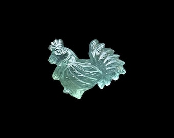 Natural Aquamarine Chicken Carving, Rooster Figurine, Gemstone Bird Carving, Crystal Animal Statue, Feng Shui